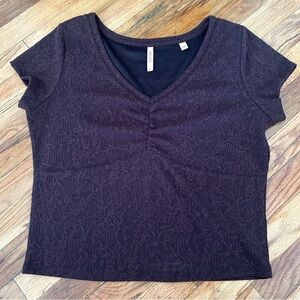 Vintage Y2K Shyanne Babydoll Cropped Scrunch V Neck Floral Top X Large Women’s